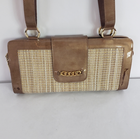 Stuart Weitzman patent leather tweed shoulder bag - Picture 4 of 12